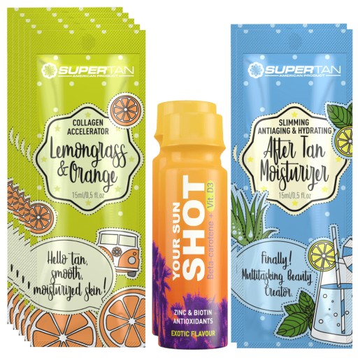 SUPERTAN LEMONGRASS & ORANGE 5x 15ml PRZYSPIESZACZ OPALANIA +GRATISY