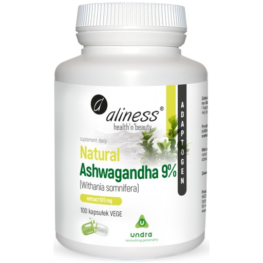 ALINESS ASHWAGANDHA 570 mg 9% 100 kap ODPORNOŚĆ PRZED STRESEM SPOKÓJ PAMIĘĆ