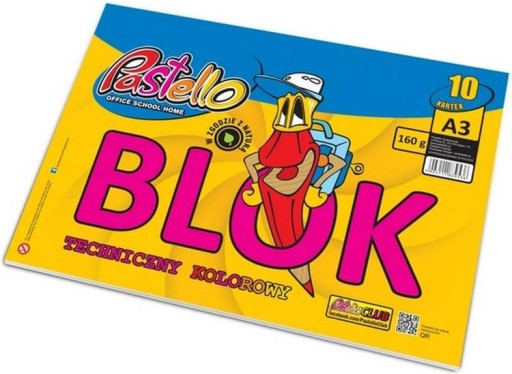 Blok Techniczny Kolorowy A3 10 Kartek Pastello