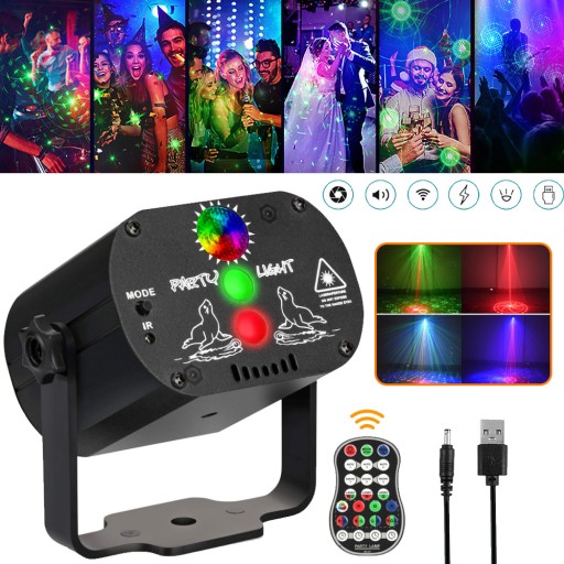 ŚWIATŁA IMPREZOWE DJ DISCO, PROJEKTOR STROBOSKOPOWY AKTYWOWANY DŹWIĘKIEM