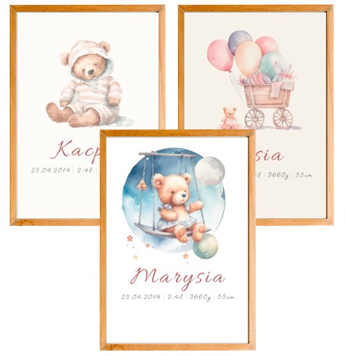OBRAZEK METRYCZKA DLA DZIECKA PREZENT NA CHRZEST NARODZINY BOHO PLAKAT A3