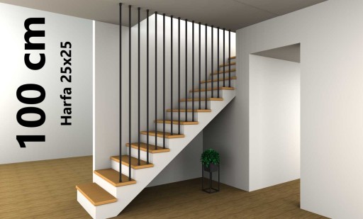 Balustrada wewnętrzna pionowa stalowa harfa schodowa SB-11/5 25x25mm 1mb