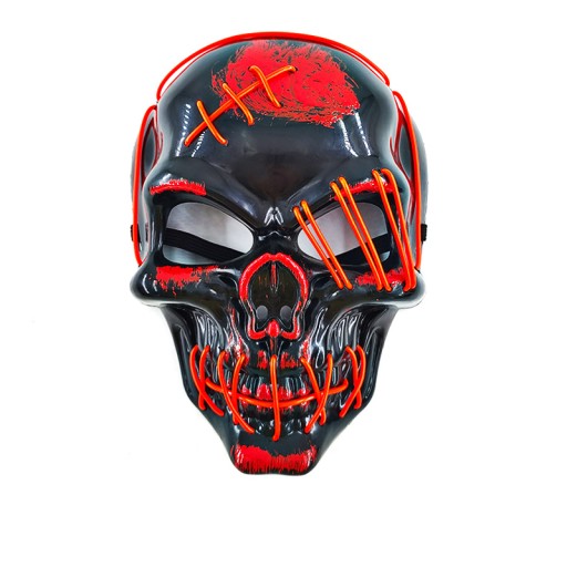 ŚWIECĄCA MASKA CZASZKA ŚMIERĆ LED NEON HALLOWEN
