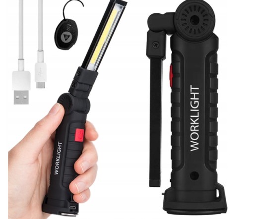 LAMPKA WARSZTATOWA COB LATARKA Z MAGNESEM USB LAMPKA SKŁADANA Z HAKIEM