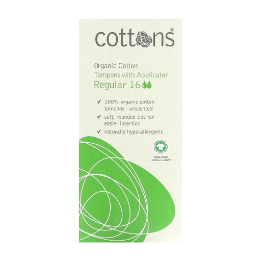 Cottons, Organiczna Bawełna, Tampony z Aplikatorem, Regularne, 16 Tamponów