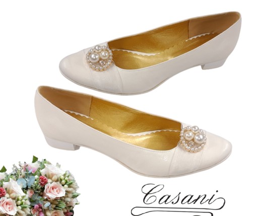 Buty ślubne casani płaski obcas 41 śmietanka ivory