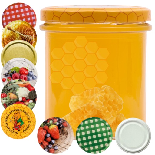 10x SŁOIKI NA PRZETWORY MIÓD 370ml + ZAKRĘTKA 82mm