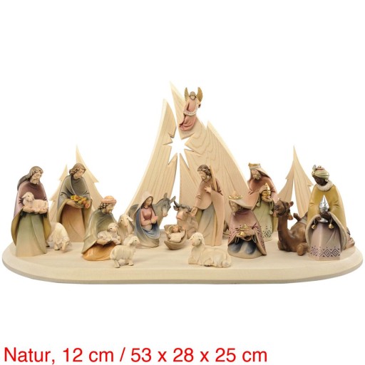Szopka Gwiazda Poranna -Stajka i 17 figurek - Natur, 12 cm / 53 x 28