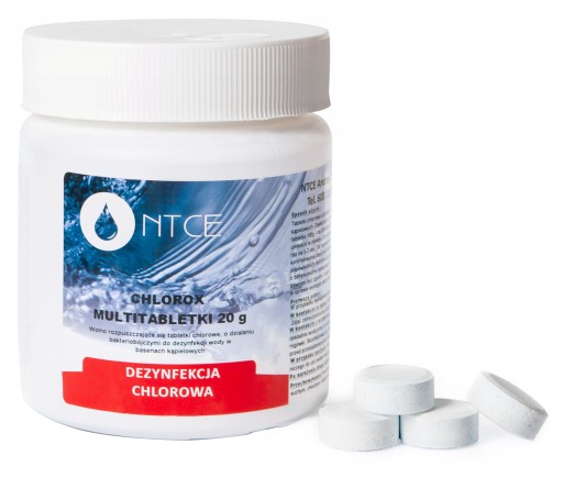 Chlor Małe MULTIFUNKCYJNE Tabletki Chlorowe do Basen Jacuzzi NTCE 20g 0,5kg