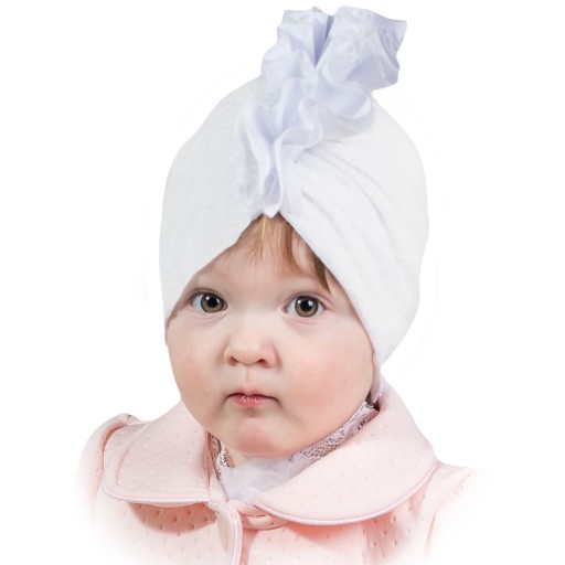 TURBAN czapka niemowlęca DRESÓWKA Chrzest 36-38cm