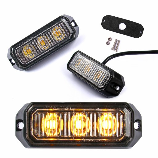 LAMPA OSTRZEGAWCZA 3 LED STROBOSKOP POMOC LAWETA lampa błyskowa 12V 24V