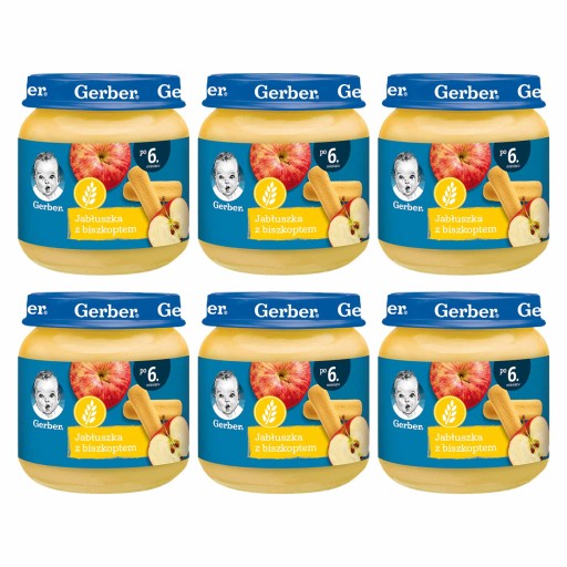 GERBER Deserek Jabłuszka z biszkoptem 6x125g