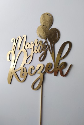 Topper na tort ROCZEK ROK dziecięcy ZŁOTY