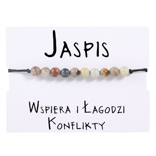 BRANSOLETKA DAMSKA KAMIEŃ JASPIS AMULET WSPARCIA