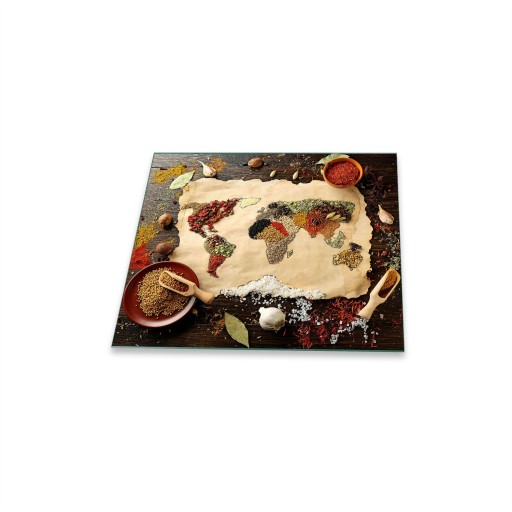 Szkło ochronne na kuchenkę Mapa świata 60x52