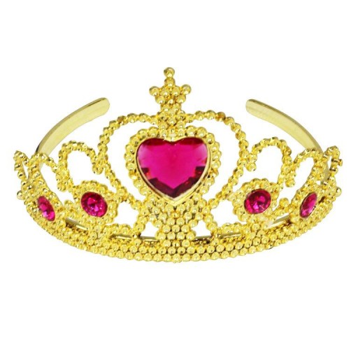 DIADEM TIARA KORONA OPASKA ZŁOTA Z RÓŻEM