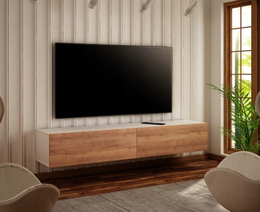 WISZĄCA SZAFKA RTV 120 CM DĄB HALIFAX NOWOŚĆ