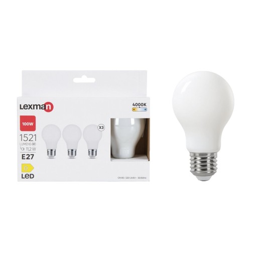 Żarówka LED E27 3 szt. 11,2 W 1521 lm Neutralna biel Lexman Leroy Merlin