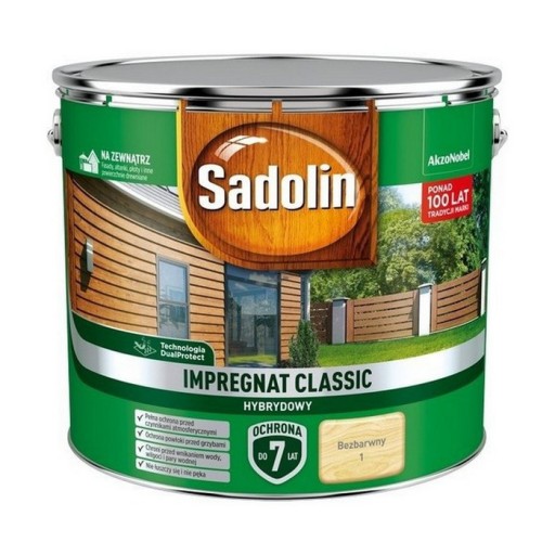 Sadolin Classic impregnat 9L BEZBARWNY 1 do drewna clasic Hybrydowy płotów