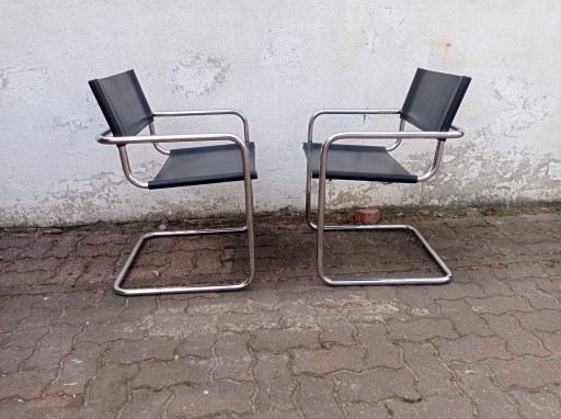 KRZESŁA BAUHAUS - MART STAM S34 - FASEM ITALY - SKÓRA CHROM