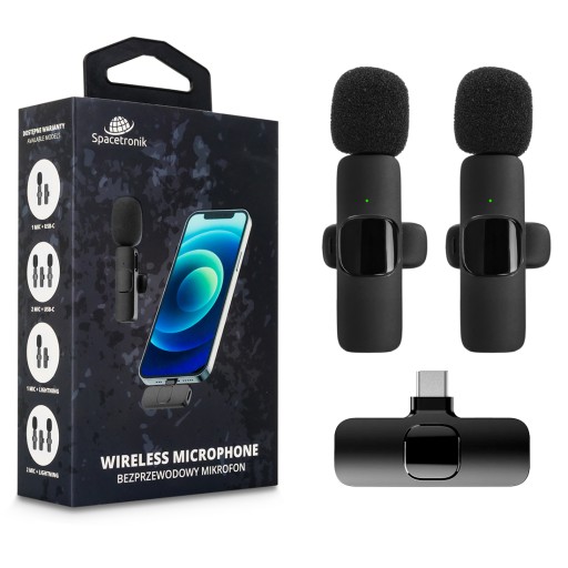 2x Bezprzewodowy mikrofon do smartfona USB typ C