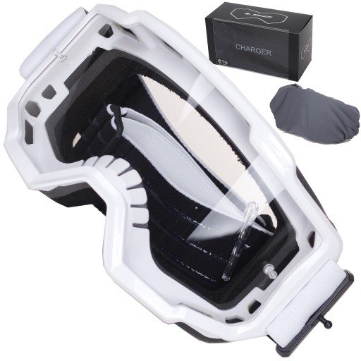 GOGLE CROSS ENDURO MOTOCROSS ATV LS2 CHARGER WHITE białe