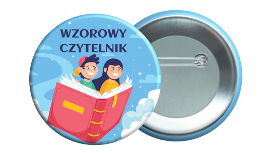 wzorowy czytelnik przypinka znaczek