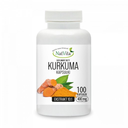 Kurkuma Ekstrakt 10:1 Kurkumina Naturalna 400 mg 100 Kapsułki NatVita