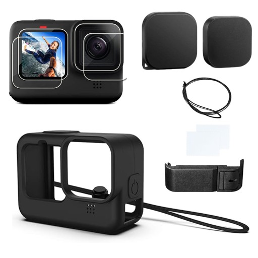 Etui Ochronne Silikonowe Zestaw Folii Hartowanych Do Gopro Hero 12 11 10 9