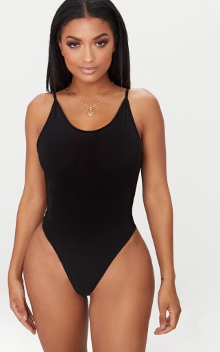 PRETTYLITTLETHING CZARNE BODY NA RAMIĄCZKACH CASUAL R.40 B503103