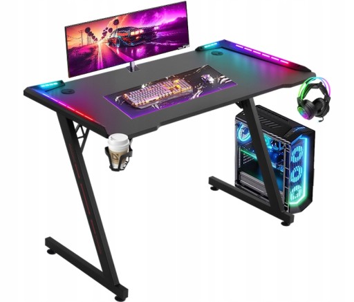 Biurko gamingowe Defender GAMER czarne RGB dla gracza