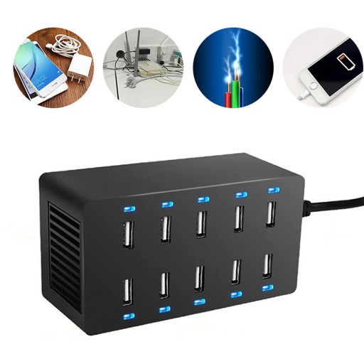 Ładowarka Sieciowa Szybka 50W 10x USB 10 Portów Stacja Ładująca