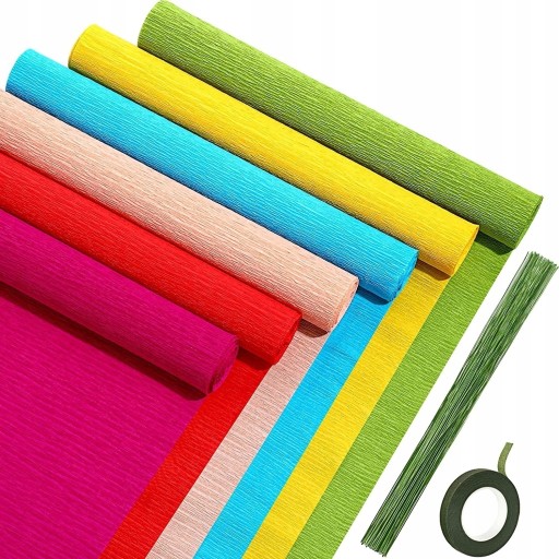 Krepina Papier Kwiat DIY Zestawy 6 Rolki