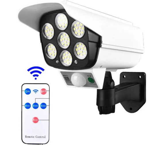 ATRAPA KAMERY IP ZEWNĘTRZNA CZUJNIK RUCHU MIGAJĄCA DIODA LED LAMPA SOLARNA