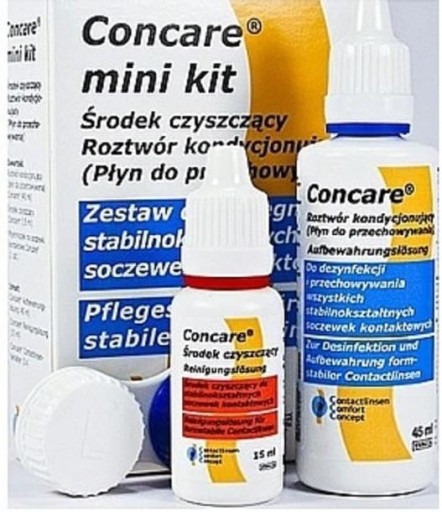 Płyny do soczewek CONCARE MINI KIT + pojemniczek