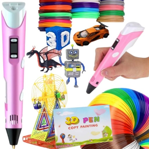 DŁUGOPIS 3D DRUKARKA 3D PEN RÓŻOWY + WKŁADY 310M + SZABLONY ZESTAW XXL