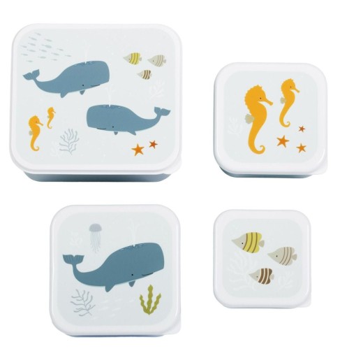 4 Lunchboxy A LITTLE LOVELY COMPANY śniadaniówka/Pojemniki 251ml - Ocean
