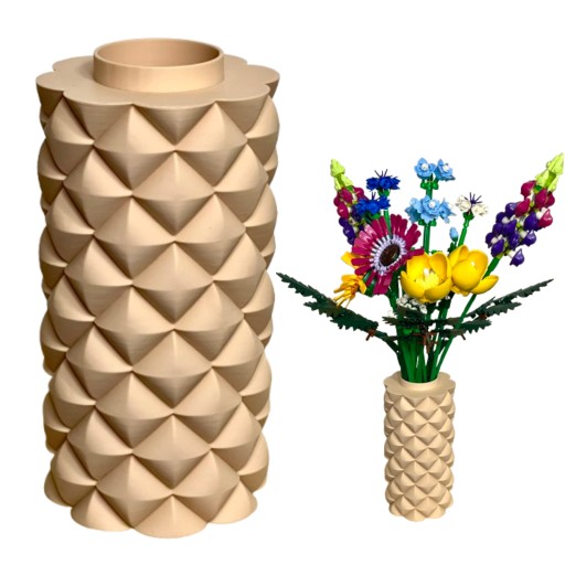 Unikalny wazon flakon na kwiaty LEGO ICONS suszone sztuczne KANI 3D BEŻOWY