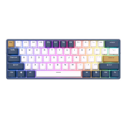 RK61 Plus Klawiatura Mechaniczna 60% Sky Cyan RGB Hotswap Wireless 2.4G