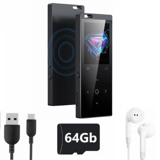 Odtwarzacz MP4 MP3 dotykowy Video Bluetooth HiFi słuchawki KARTA 64GB