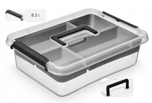 POJEMNIK NA KLOCKI LEGO Z POKRYWĄ 8,5 L + ORGANIZER INSERT