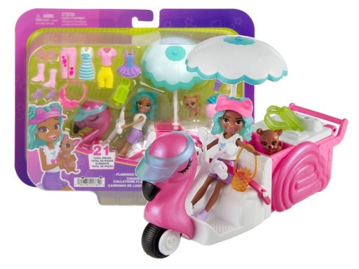 LALKA POLLY POCKET FLAMING WÓZEK zestaw do zabawy dla dzieci +4 lata