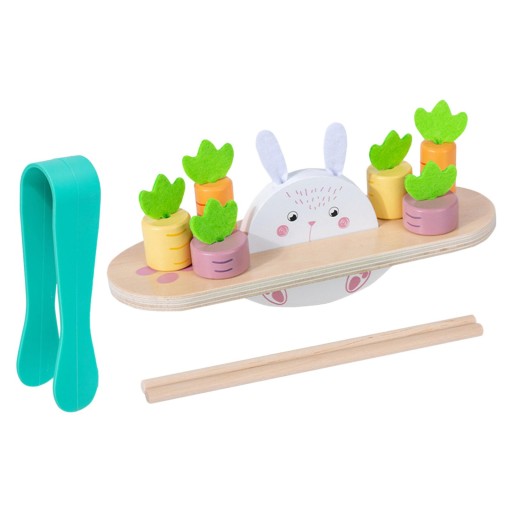 Wood Rabbit Balance Pulling Marchew Gry