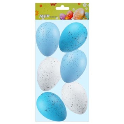 Ozdoba jajka plastik 6cm 6szt. mix błękitny