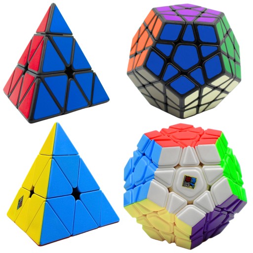 ZESTAW Kostek Pyraminx + Megaminx MoYu + Pyraminx + Megaminx QiYi + GRATIS