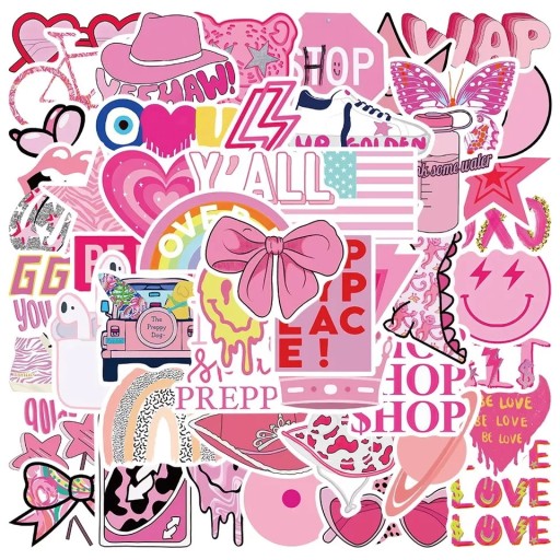 WLEPY RÓŻOWY MIX NAKLEJKI STICKERBOMB 50 szt