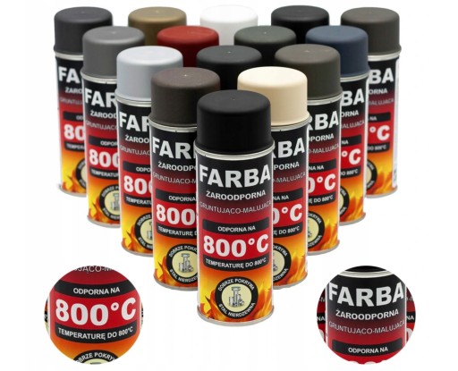 HANSA FARBA W SPRAYU ŻAROODPORNA MATOWA 400ml / 800°C 16 KOLORÓW DO WYBORU