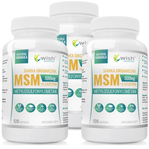 MSM SIARKA ORGANICZNA 500mg KOLAGEN 3x120 kaps