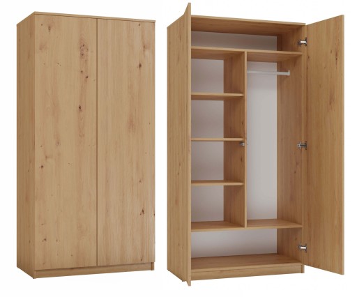 SZAFA GARDEROBA DRZWI PÓŁKI 90CM SD-90 DĄB ARTISAN