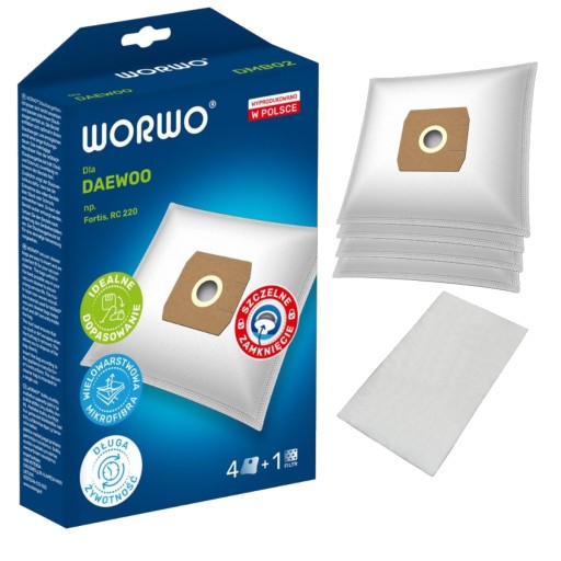 4x Worki do odkurzacza DAEWOO RC200 RC220 DMB02K
